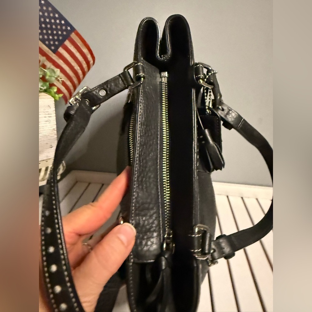 COACH Vintage “k043-5055 Soft Black PEBBLED Leather HAMPTON Satchel Handbag EUC - Picture 8 of 10